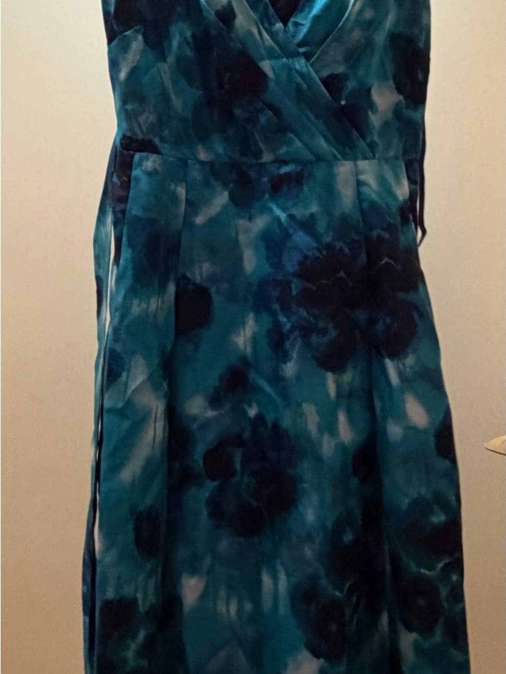 Evan Picone Teal and Navy Floral Dress